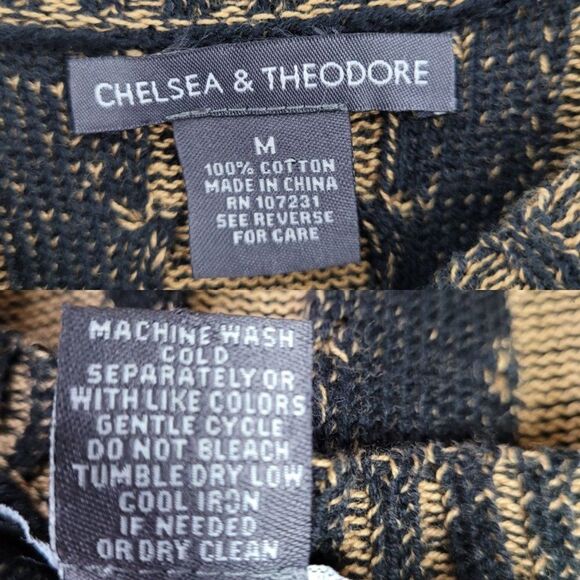 90's Chelsea & Theodore Sweater Gothic Grunge Short Flutter Tunic Brown Black M - Picture 4 of 11